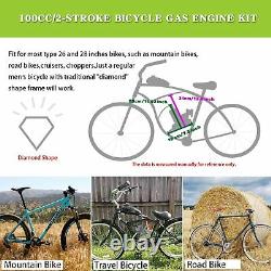 100cc 2 Stroke Gas Bike Engine Motor Kit DIY Motorized Bicycle Chrome Silver New