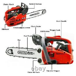 12 In. Top Handle Chainsaw 25.4CC Gas 2-Stroke Engine Chain Saw Double Fixation