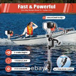 2.3 HP 2Stroke Gas-Powered Outboard Motor Trolling Boat Engine 52CC WithLong Shaft