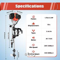 2.3 HP 2Stroke Gas-Powered Outboard Motor Trolling Boat Engine 52CC WithLong Shaft