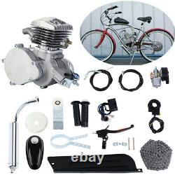 2 Stroke 80cc Motor Engine Kit Gas Petrol For Motorized Bicycle Bike Silver Pipe