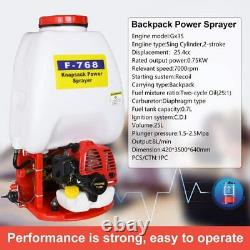 2 Stroke Gas Powered 6.5 Gallon Backpack Sprayer Gas Engine for Garden Spraying