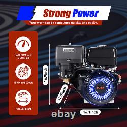 4-Stroke OHV Horizontal Shaft Gas Engine Recoil Start Motor 420cc 15HP 8800W