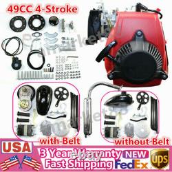 49cc 4-Stroke Gas Petrol Motorized Bike Engine Motor Kit Belt Gear / Chain Drive