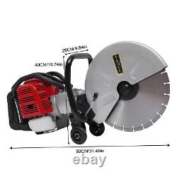 52cc 2-Stroke Gas Engine Concrete Cut Off Saw Cutter with 13 Blade & 2 Wheels