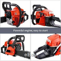 58CC Gas Engine 20'' Guide Board Chainsaw 2Stroke Gasoline Powered Handheld RED@