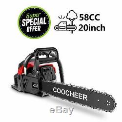 58CC Gas Engine 20Inch Guide Board Chainsaw 2Stroke Gasoline Powered Handheld US