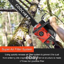 62cc Gas Powered Chainsaw with 20'' Guide Bar & 2Chains 2-Stroke Engine Cut Wood