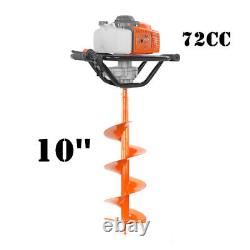72CC 2-Stroke Gas Powered Earth Auger Post Hole Digger 10'' 12''Auger Drill Bits