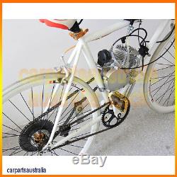 80cc 2-Stroke Cycle Silver Motor Muffler Motorized Bicycle Bike Engine Gas Kit