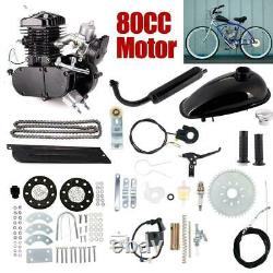 80cc Bicycle Motor Kit Bike Motorized 2 Stroke Petrol Gas Engine Set Black US