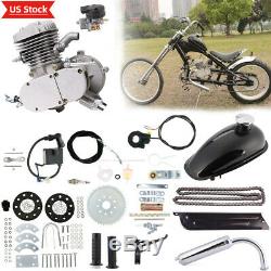 80cc Bike Bicycle Motorized 2 Stroke Petrol Gas Motor Engine Kit Full Set Silver