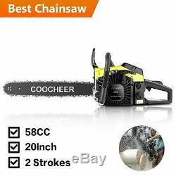 COOCHEER 20 Chain Saw 58CC Petrol Gasoline Powered Chainsaw 2 Stroke Engineus