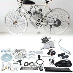 Full 80cc Bike Bicycle Motor Kit Motorized 2 Stroke Petrol Gas Engine Set Silver