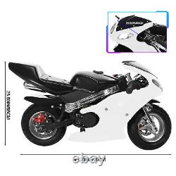 Gas Power Pocket Bike Motorcycle 49cc 2-Stroke Engine For Kids And Teens White