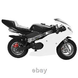 Gas Power Pocket Bike Motorcycle 49cc 2-Stroke Engine For Kids And Teens White