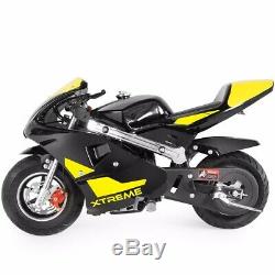 Gas Powered Pocket Bike Ride-On Motorcycle 40cc 4-Stroke Engine (YellowithBlack)