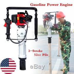 Gas Powered Post Driver 52cc 2-stroke Gasoline Engine Push Pile Driver 55mm 70mm