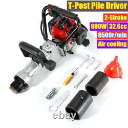 Gas Powered T-Post Driver 2Stroke Gasoline Engine Fence Farm Push Pile Digger