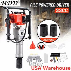 Gas Powered T-Post Driver 33cc 1.4HP 2-stroke Gasoline Engine Push Pile Driver