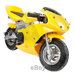 Mini Pocket Rocket Bike Gas Powered 49CC 2-Stroke Engine Motorcycle Red Yellow