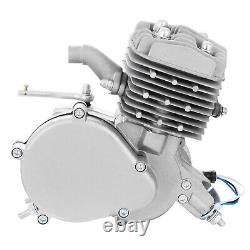 New 80cc 2 Stroke Gas Bike Engine Motor Kit DIY Motorized Bicycle Chrome Silver