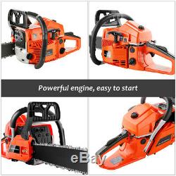Petrol Chainsaw 62cc 3.5HP 20 Gas Engine Powered 2Stroke Handed Chain Saw Red