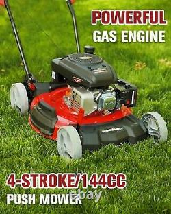 PowerSmart Gas Powered Push Lawn Mower, 21-inch & 144CC with 4-Stroke Engine
