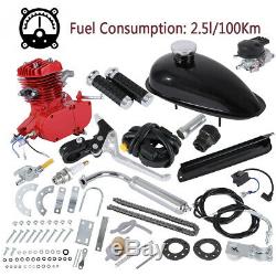Red 80cc 2-Stroke Cycle Bike Engine Motor Petrol Gas Kit fit Motorized Bicycle