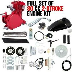 Red Full 80CC 2-Stroke Gas Motor Motorized Engine Bike Bicycle Moped Scooter Kit