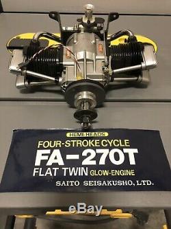 Saito FA-270T Twin GAS CONVERSION Engine 45cc 4 Stroke MK II Hemi-Heads
