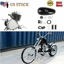 Silver 80cc Bike Bicycle Motorized 2 Stroke Petrol Gas DIY Motor Engine Kit set