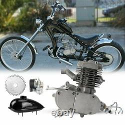 Silver 80cc Bike Bicycle Motorized 2 Stroke Petrol Gas DIY Motor Engine Kit set