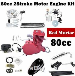 UPGRADED 80cc 2-Stroke Motor Engine Kit Gas for Motorized Bicycle Bike Red US SK