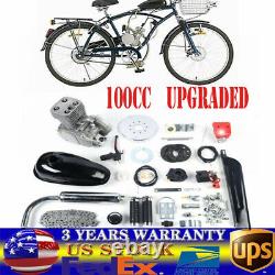 Upgrade 100cc 2-Stroke Bike Engine Motor Kit DIY Gas Motorized Bicycle Silver US